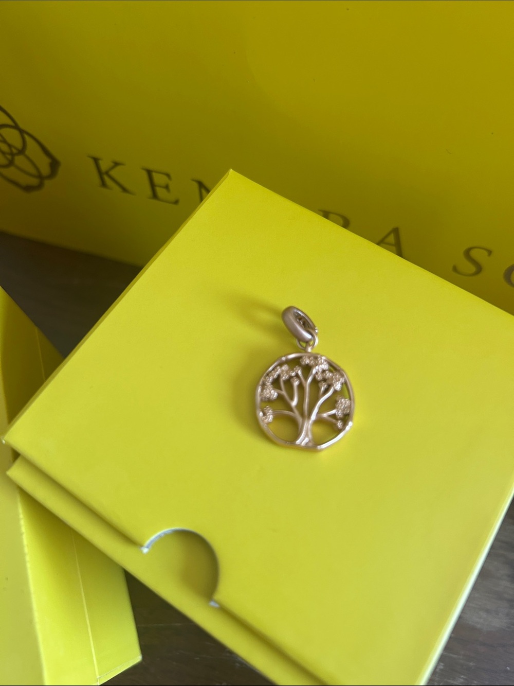 Kendra Scott Gold Tree of Life Charm Pendant in Rose Gold